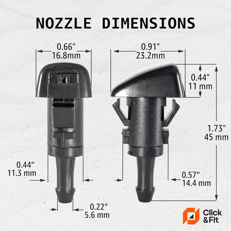 Click&Fit Windshield Washer Nozzles compatible with Hyundai Elantra, Sonata, Santa Fe,Tucson, Kia Sorento, Soul, Sportage, Forte – Wiper washer sprayers replaces OE# 98630-2K100, 98630-3J000, 2pcs - Image 4